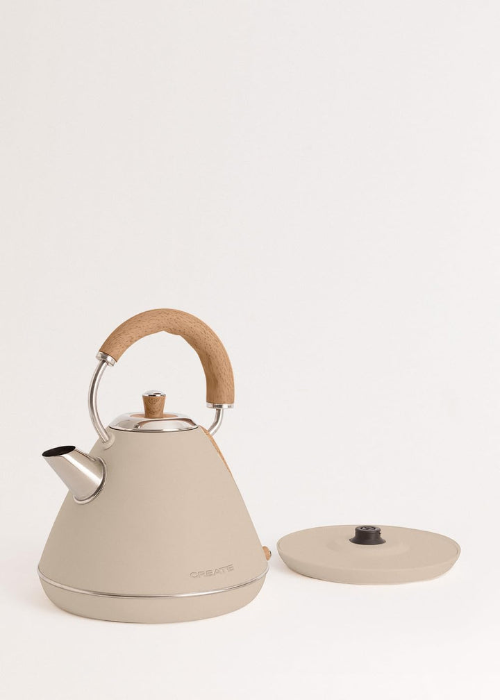 CREATE/KETTLE RETRO L/Elektrischer Wasserkocher Sand/Schnelles Aufkochen, Fassungsvermögen 1,7L, Abs