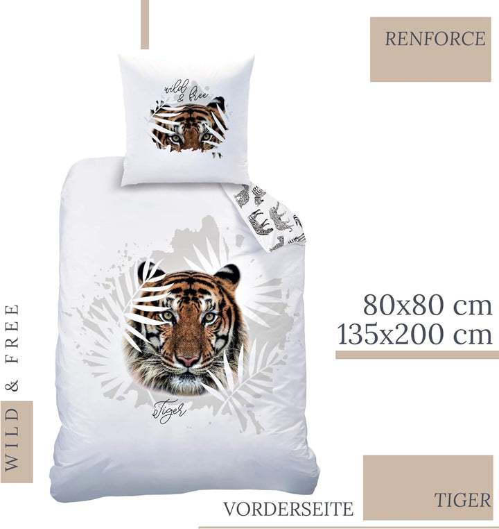 Matt&Rose Tiger Bettwäsche Set 135x200 · Kinderbettwäsche · Teenager-Bettwäsche · wild & Free, Safar