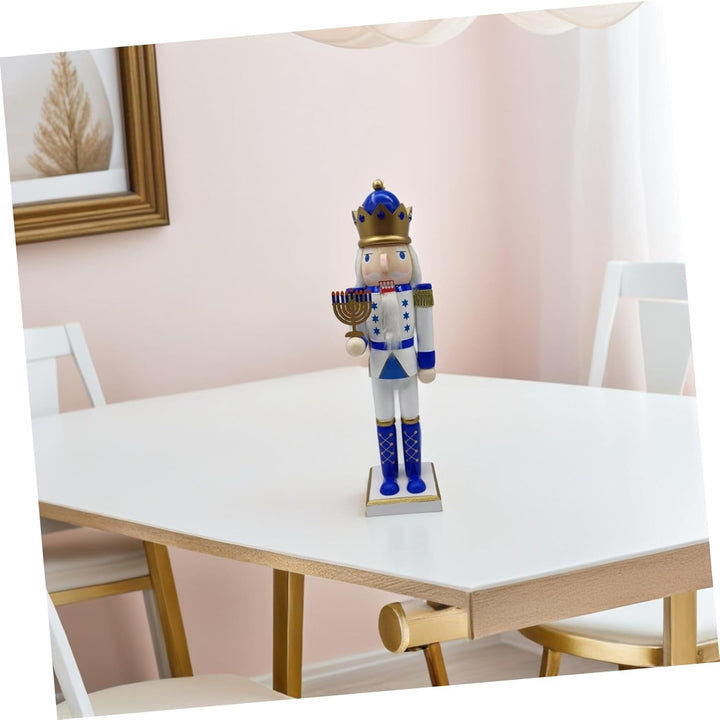 Ciieeo Nussknacker-Soldat-Puppe Aus Holz Blau-weiss Traditionelle Nussknacker-soldatenfigur Chanukka
