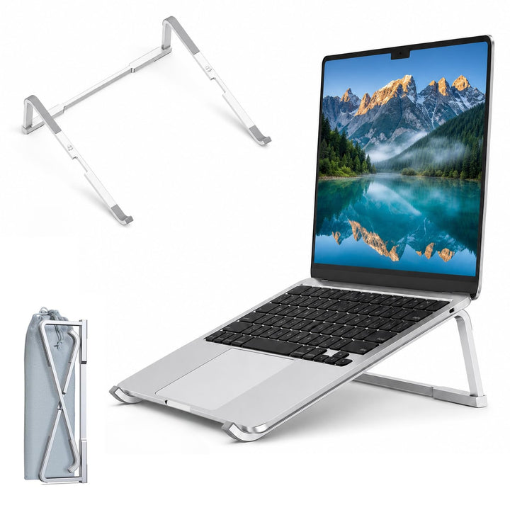 Tragbarer Laptop Ständer, Faltbarer Aluminium Laptopständer Ergonomisch, Belüfteter Laptop Riser Kom