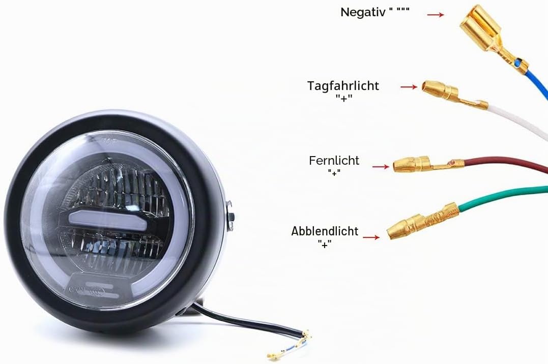 Motorrad LED Frontscheinwerfer, 6,5 Zoll Universal Scheinwerfer Distanz Licht mit Halterung zur Über