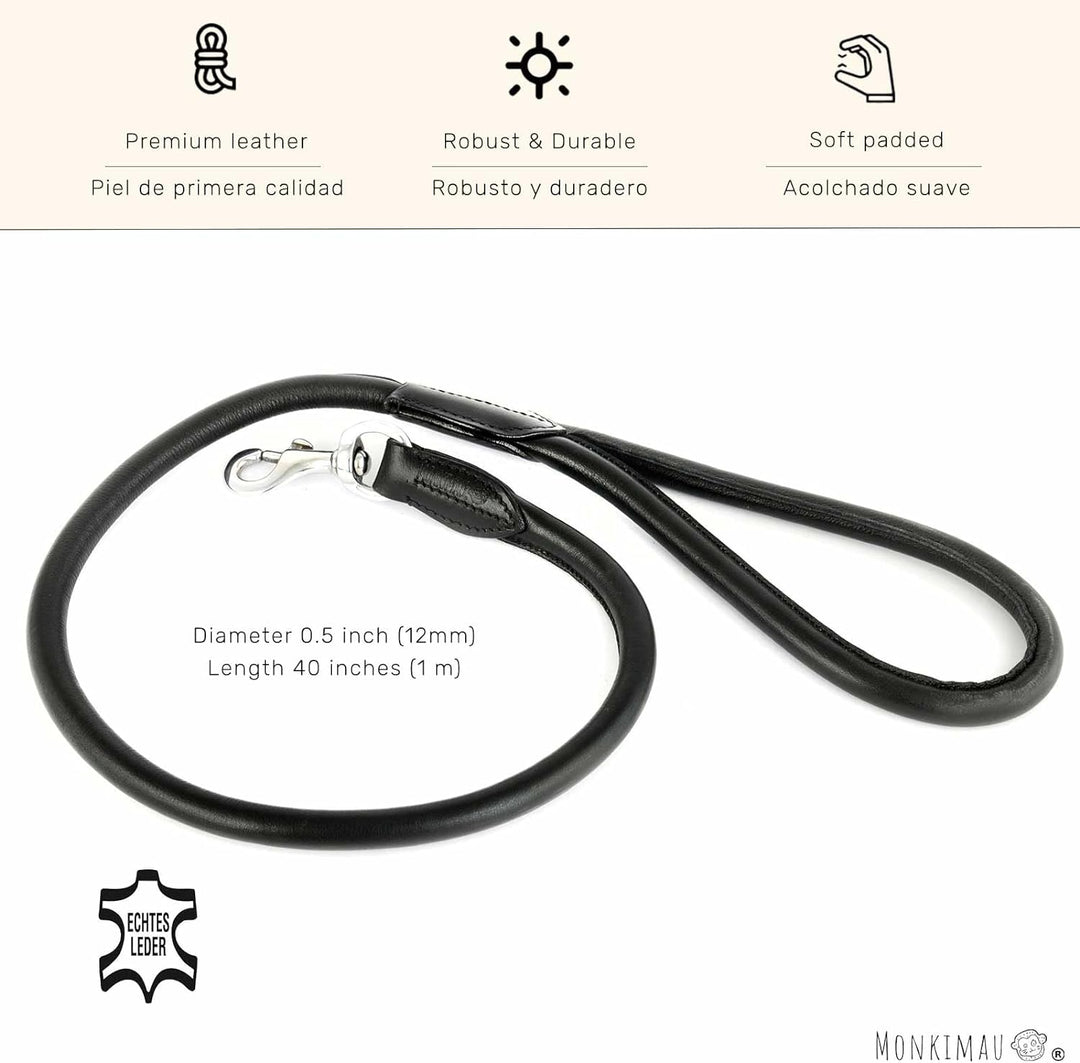 Monkimau Hundeleine Leder | Hundeleine Mittelgrosse Hunde | Lederleine Hund | Hunde Leine | Hundelei