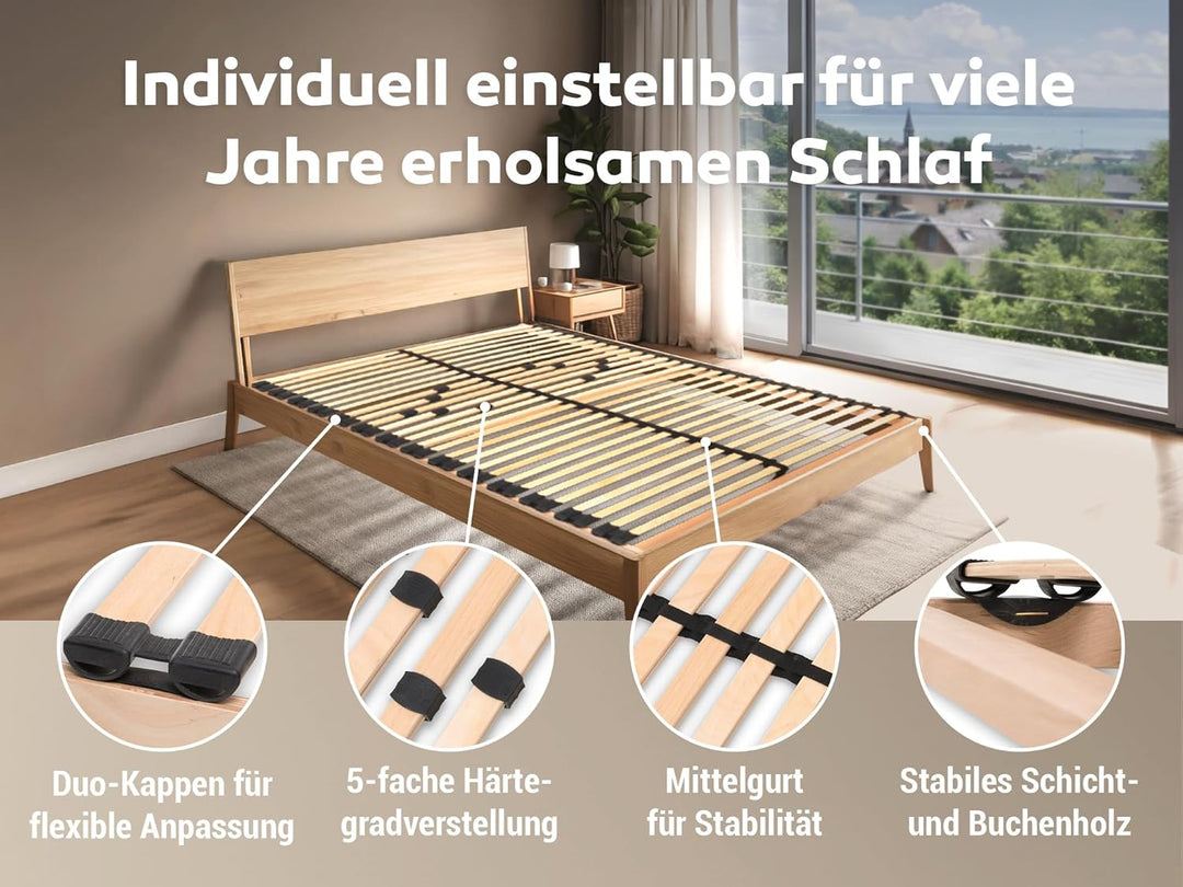 Betten-ABC Max 1 NV Lattenrost zur Selbstmontage, mit 28 Leisten und Mittelzonenverstellung, für all