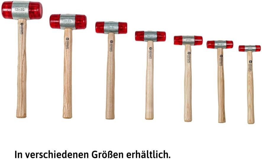Dönges Rückschlagfreier Schonhammer mit lackiertem Eschenstiel | Ø 60 mm | 1380 g | Austauschbare Kö