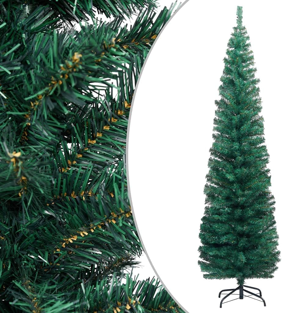 vidaXL Schlanker Künstlicher Weihnachtsbaum mit Ständer Christbaum Tannenbaum Dekobaum Kunstbaum Wei