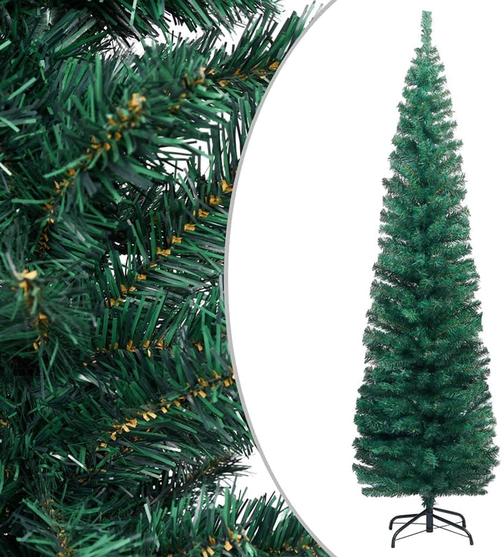 vidaXL Schlanker Künstlicher Weihnachtsbaum mit Ständer Christbaum Tannenbaum Dekobaum Kunstbaum Wei