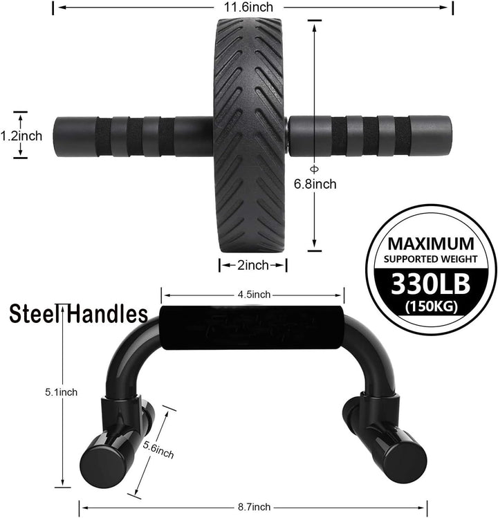 Bauchmuskel-Roller, Push-Up-Stangen für Fitness, Stärke, Gewichtsverlust, Bauchmuskeltraining, Kniem