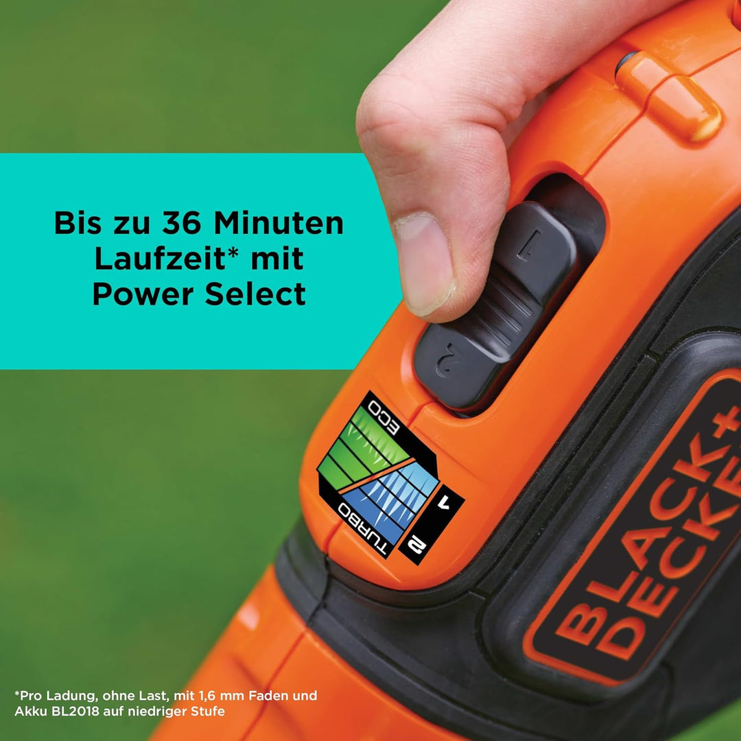 BLACK+DECKER 18V Akku-Rasentrimmer (28 cm Schnittbreite, AFS Reflex Fadenverlängerung, verstellbarer