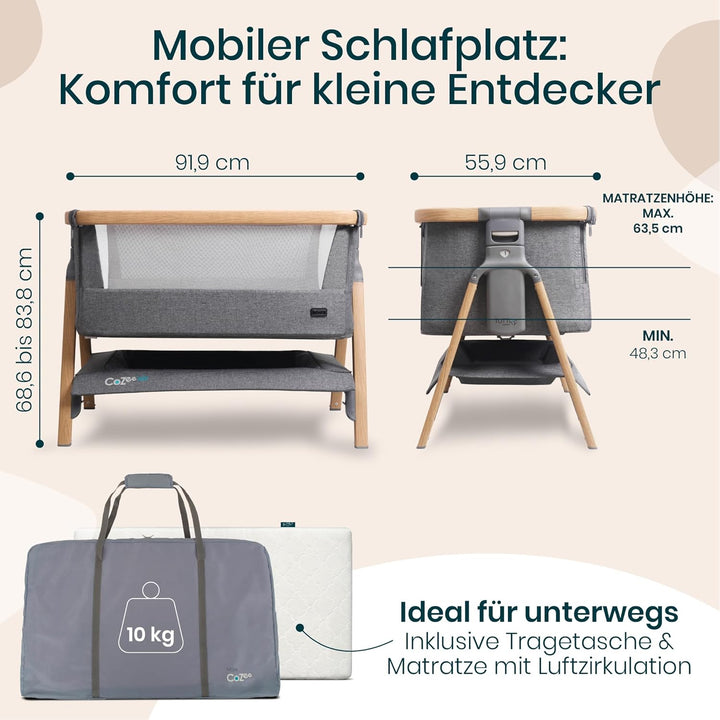Tutti Bambini CoZee® Air Nachttisch-Wippe mit atmungsaktivem Fenster, Reisetasche und einfach zu Fal