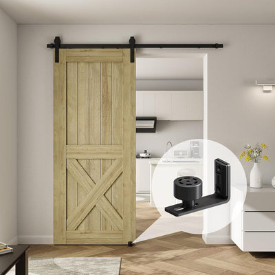 CCJH 243cm (8FT) Schiebetür Set schiene laufschienen mit Bodenführung Holz schiebetürbeschlag, Nachr
