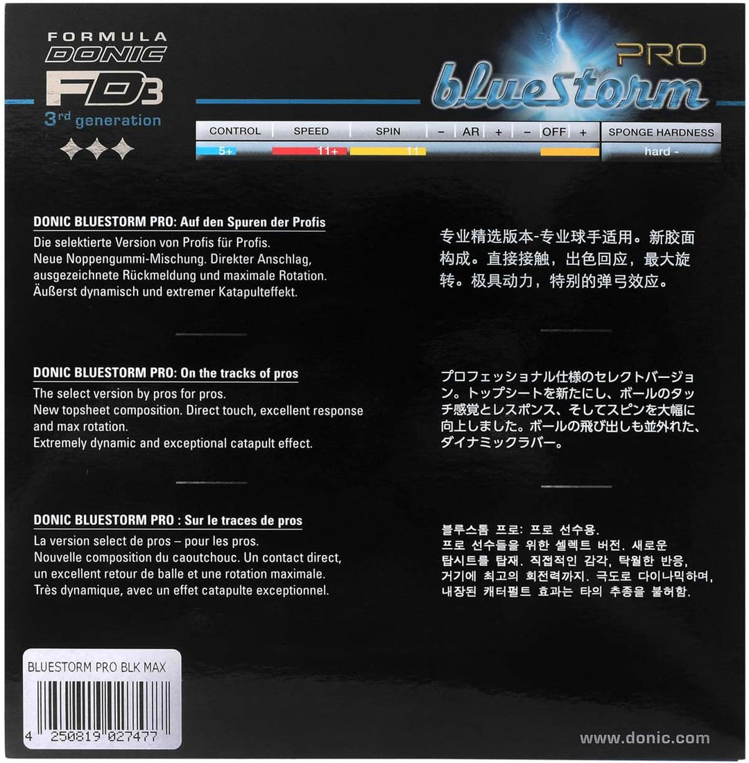 Donic Belag Bluestorm Pro Schwarz 2,3 mm, Schwarz 2,3 mm