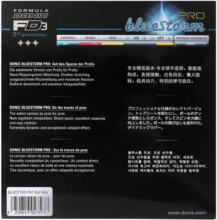 Donic Belag Bluestorm Pro Schwarz 2,3 mm, Schwarz 2,3 mm