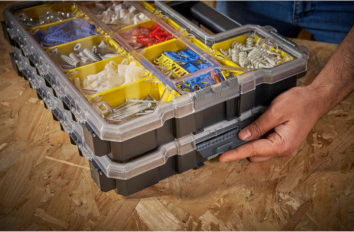 Stanley FatMax Werkzeug-Profi-Organizer (44.6 x 7.4 x 35.7 cm, flache Fächer, mit Klappdeckel und Ku