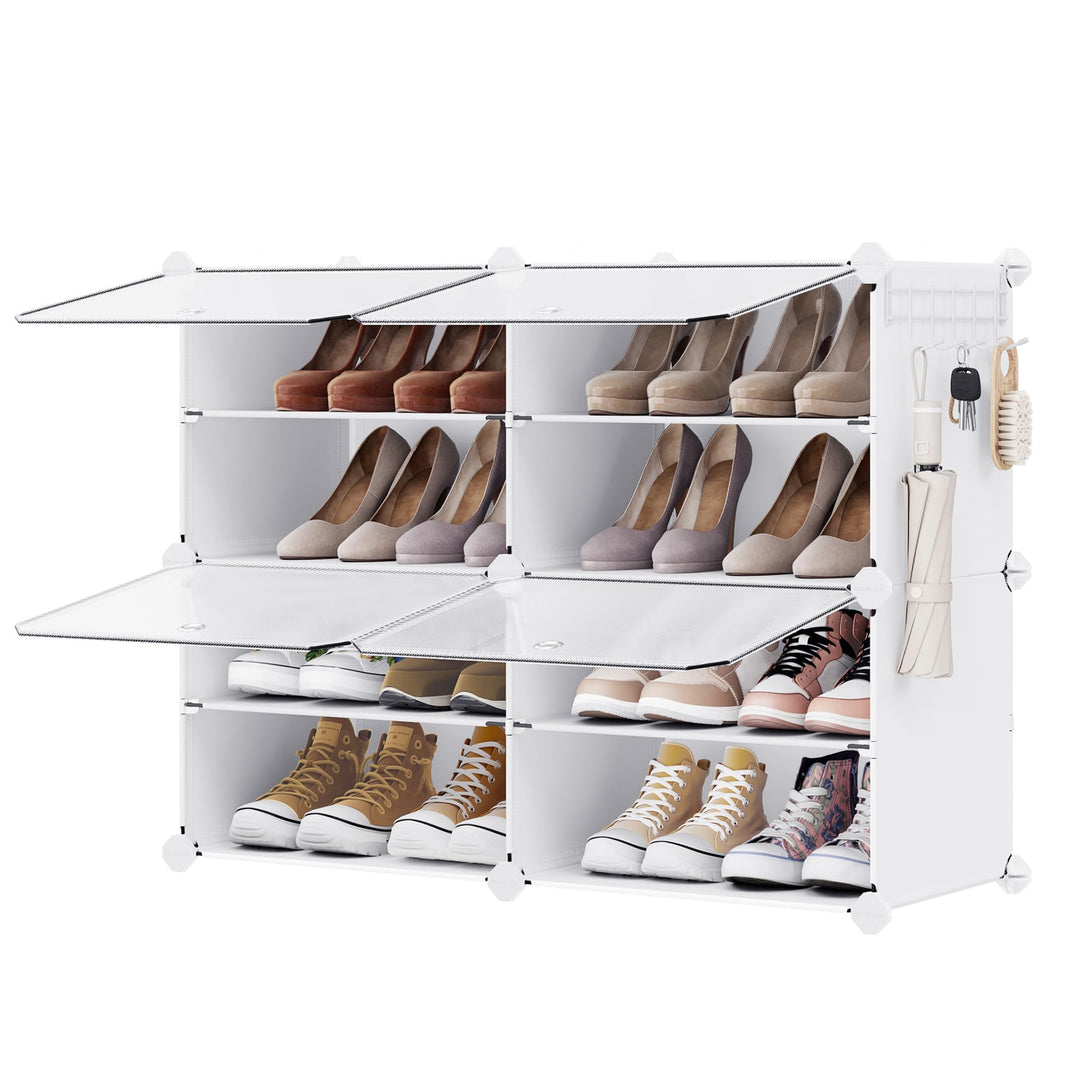 SONGMICS Schuhregal, Schuhschrank, für Garderobe und Eingangsbereich, anpassbar, 4 Fächer, für bis z