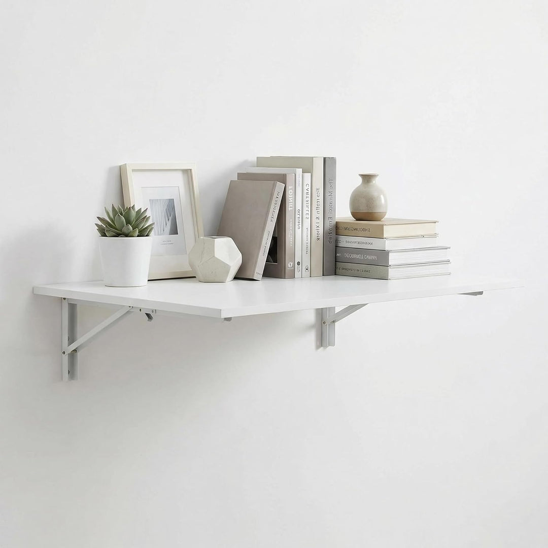 Wandklapptisch 100x60 cm,Weiss,Platzsparender Klapptisch Wandmontage,Schreibtisch Werkbank Klappbar