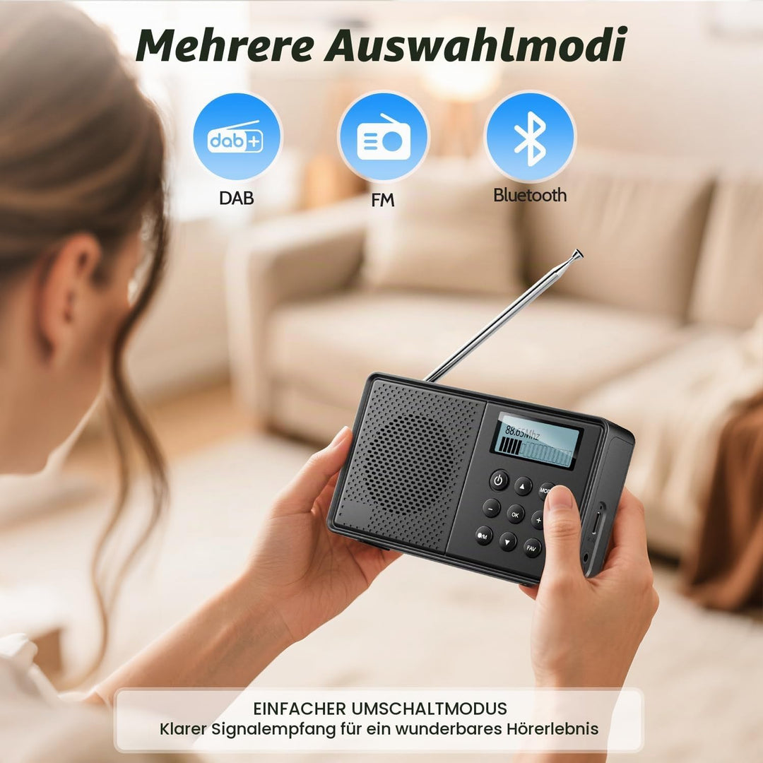 Arafuna DAB Plus Radio mit 40 Voreinstellungen, DAB Radio mit Bluetooth, 2200mAh Digitalradio, Dual