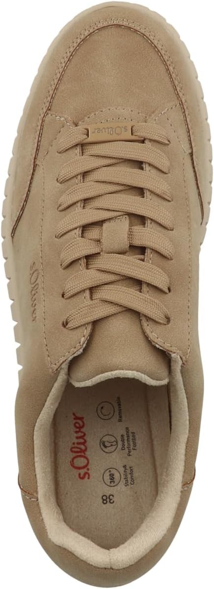 s.Oliver Damen Sneaker flach zum Schnüren Plateau 36 EU Camel, 36 EU Camel