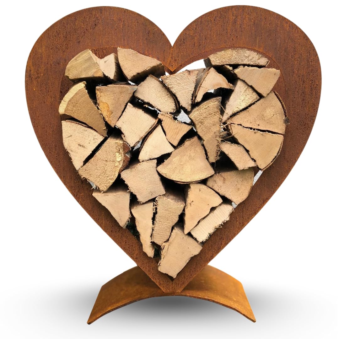 Edel Rost Herz Holzregal (ohne Holz) Made in Germany Edelrost Herz, Gartendeko Herz, Gartenfigur, (H
