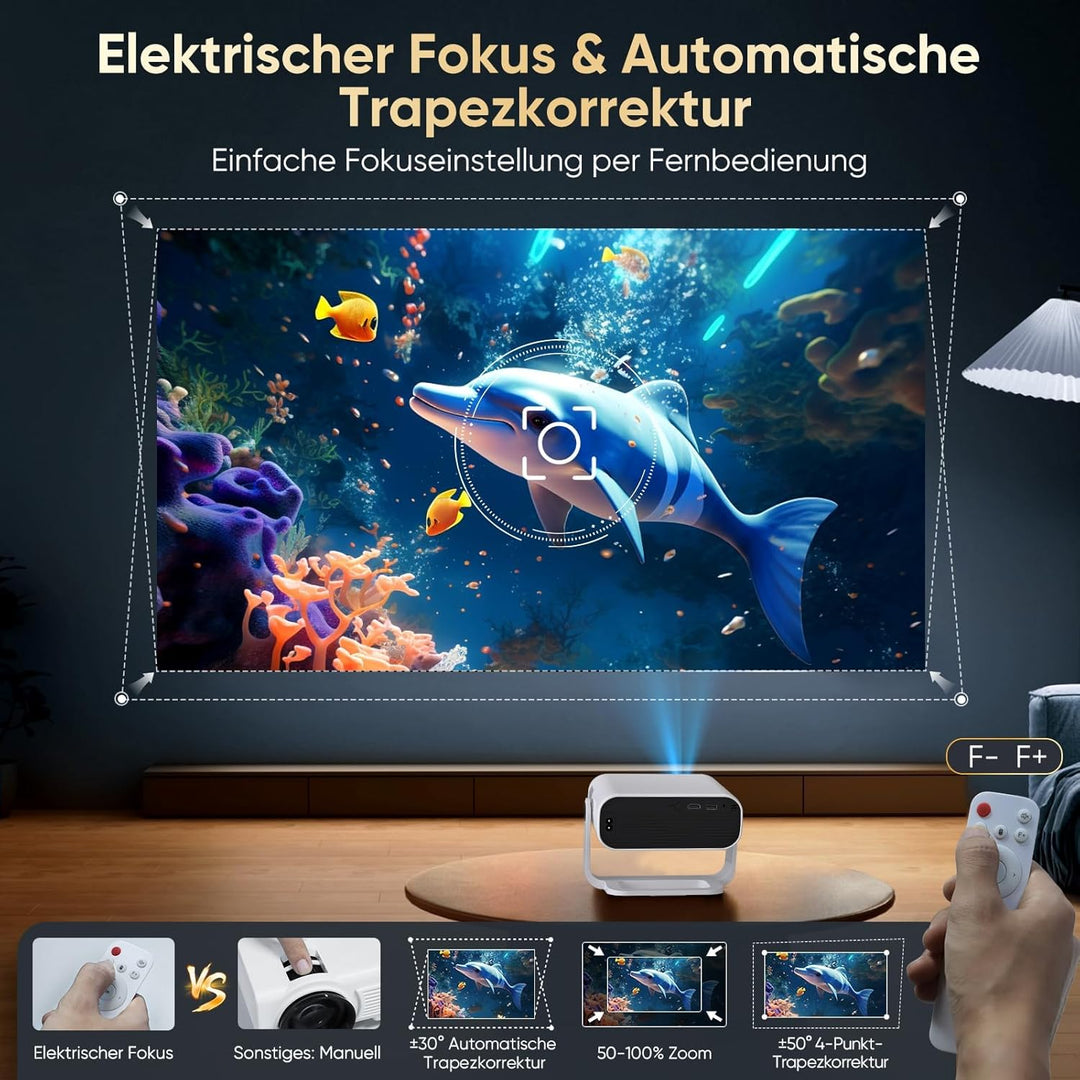 2026 Neuer Smart Mini Beamer Integrierte APP, Android 14, Full HD 1080P, unterstützt 4K-Decodierung,