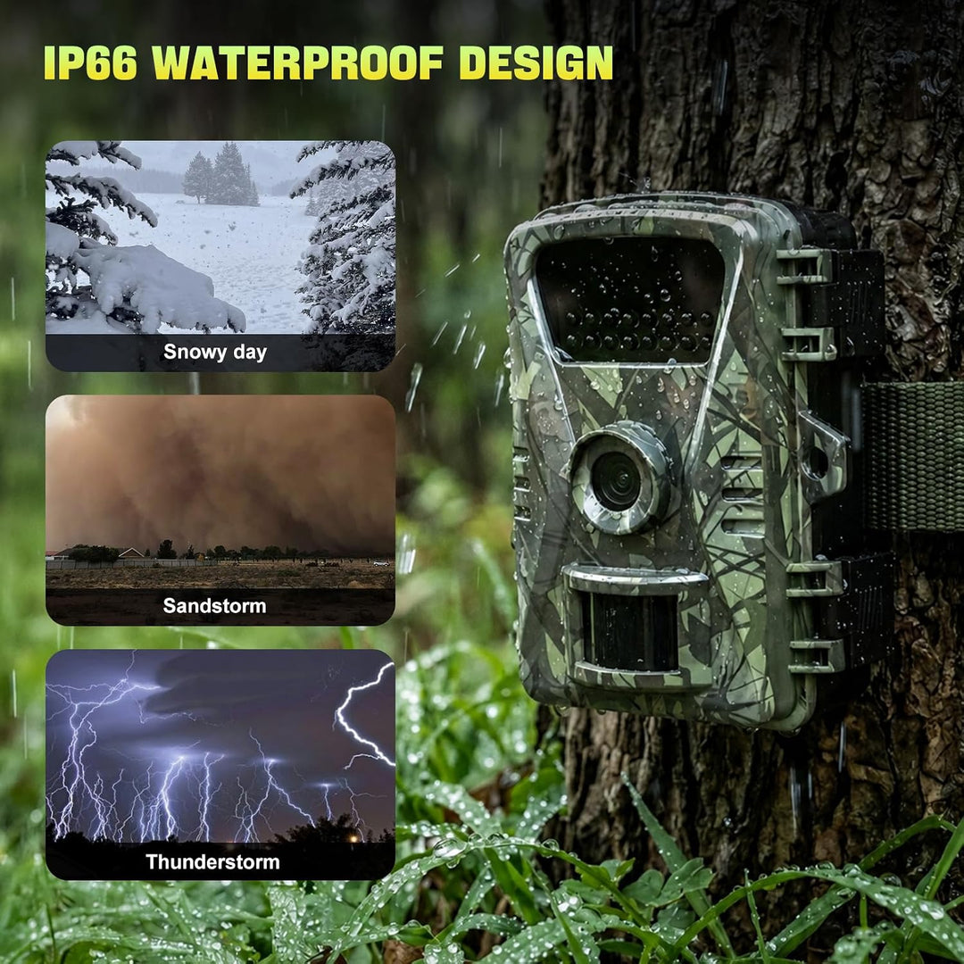 Wildkamera 60MP, 0,1 s Auslösegeschwindigkeit, 120° Weitwinkel, Wildtierkamera mit 850 nm IR LEDs, W