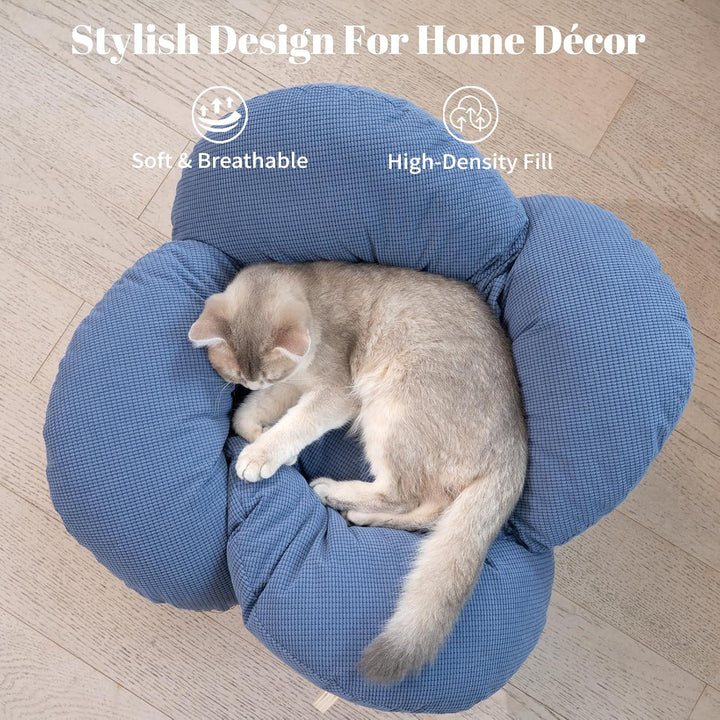 CheerPals Erhöhtes Katzenbett Blumenform, 55cm L&W Grosses Katzensofa, Stilvoll Katzenstuhl mit Hoch