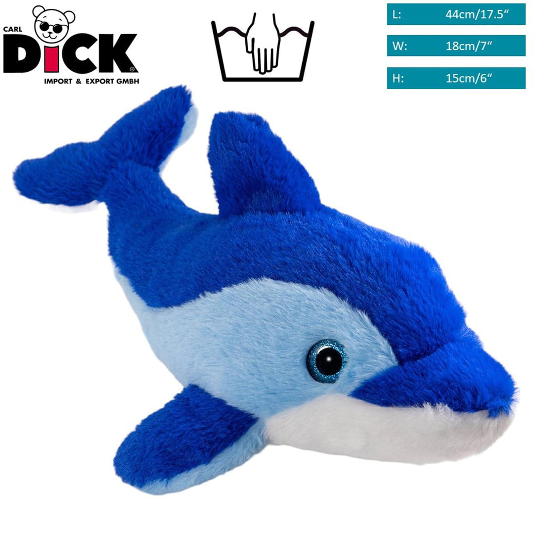 Carl Dick Delfin blau mit Glitzer-Augen, Plüschtier, Kuscheltier ca. 44cm 3580 Blau-44, Blau-44
