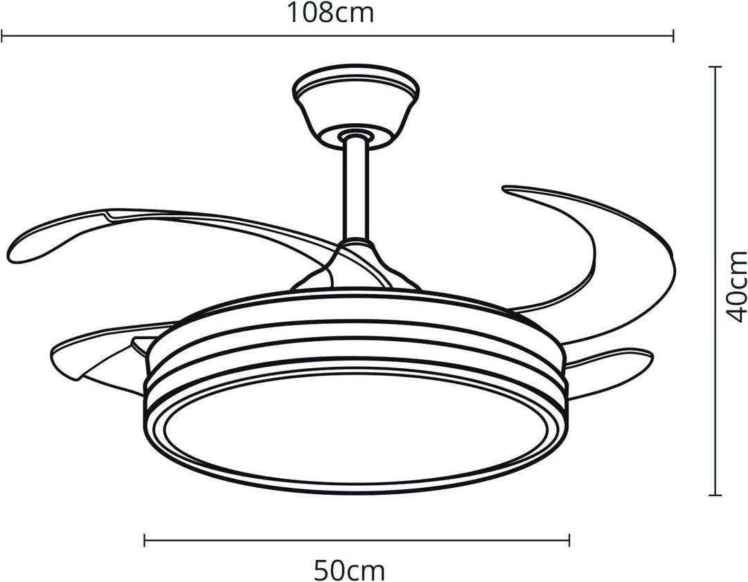 Bel Air Home - ASGARD Deckenventilator - DC-Motor - Einziehbare Flügel - LED-Licht 36W, 3 Lichttempe