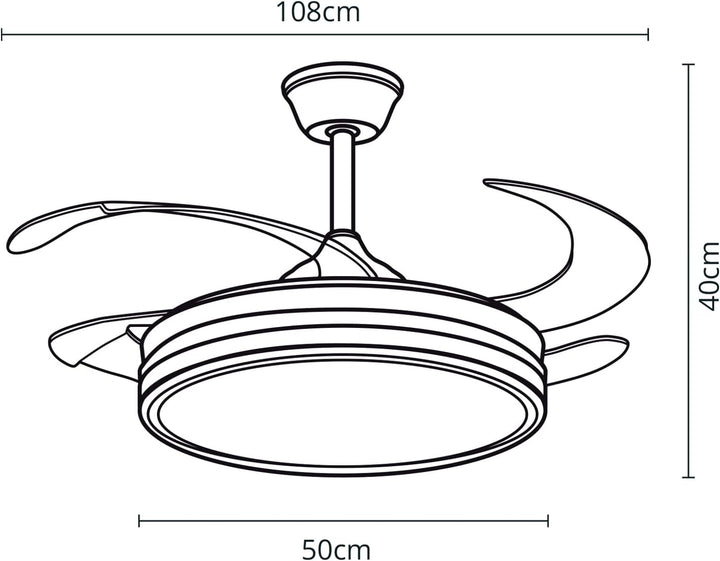 Bel Air Home - ASGARD Deckenventilator - DC-Motor - Einziehbare Flügel - LED-Licht 36W, 3 Lichttempe