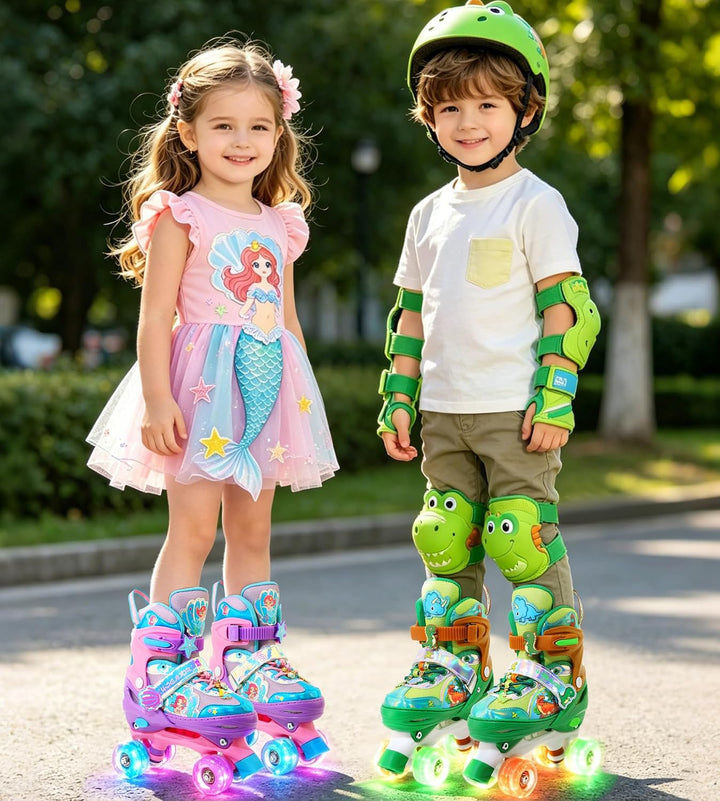 Kinder Einhorn Rollschuhe für Mädchen.Geeignet für 3-6 Jahre alt. Mit Leuchtenden Rädern,4-Pejiijar