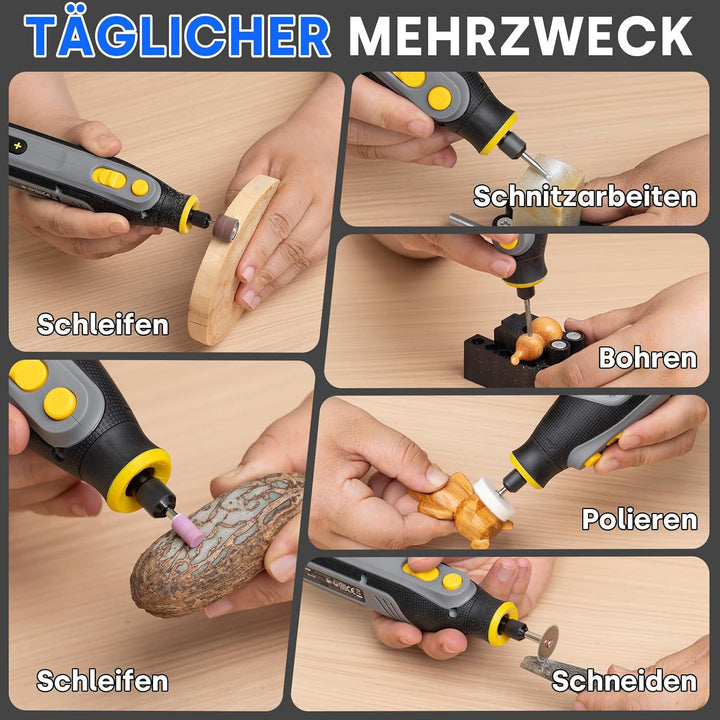 Enventor 4V Mini Multifunktionswerkzeug Akku, Rotationswerkzeug-Set, 5 Variable Geschwindigkeiten, 5