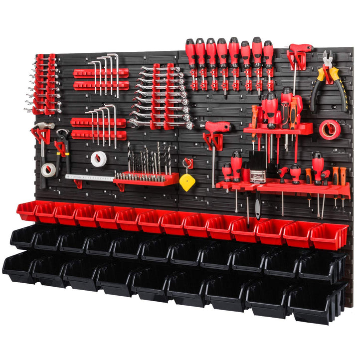 Werkzeugwand Stapelboxen 1152 x 780 mm - Lagersystem SET Werkzeughaltern und 34 Stück Box - Wandrega