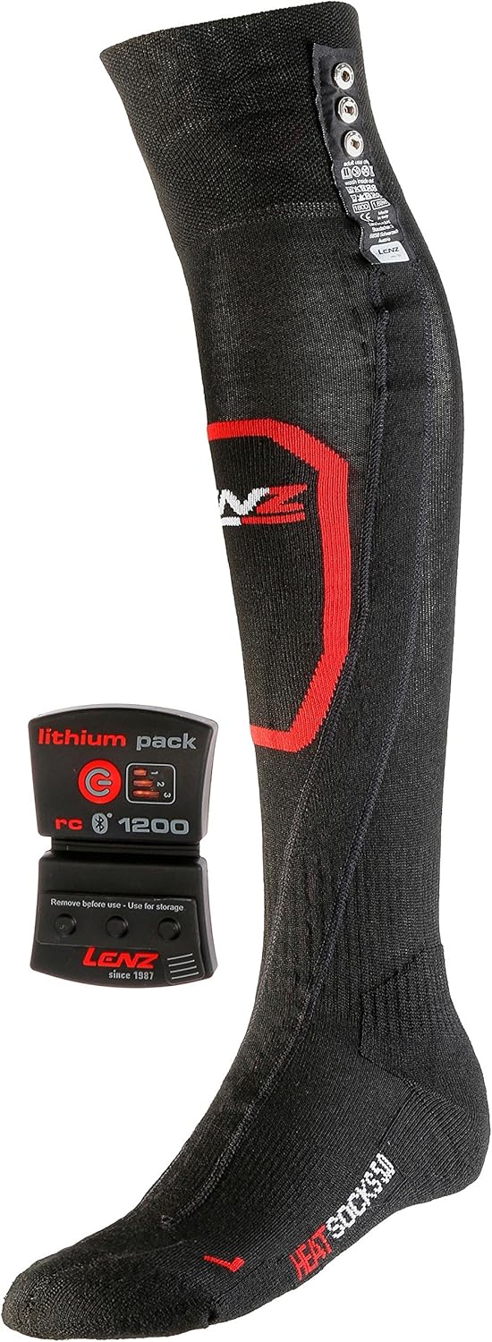 Lenz beheizbare Sportsocken Lithium Pack 1200 + Heat Socks 5.0 Toe Cap 35-38, 35-38