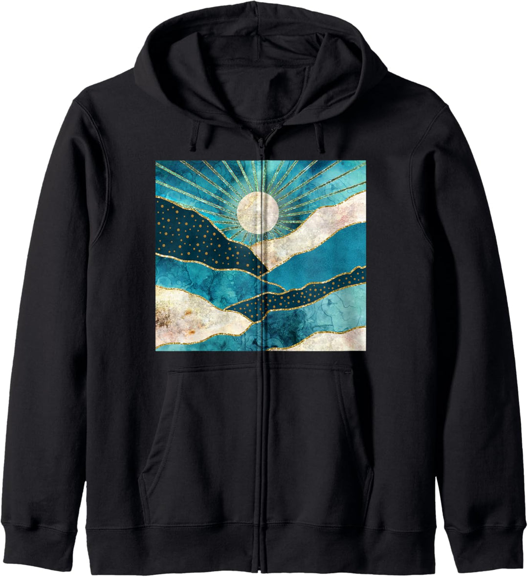 Turquoise Rising Sun Landscape Kapuzenjacke