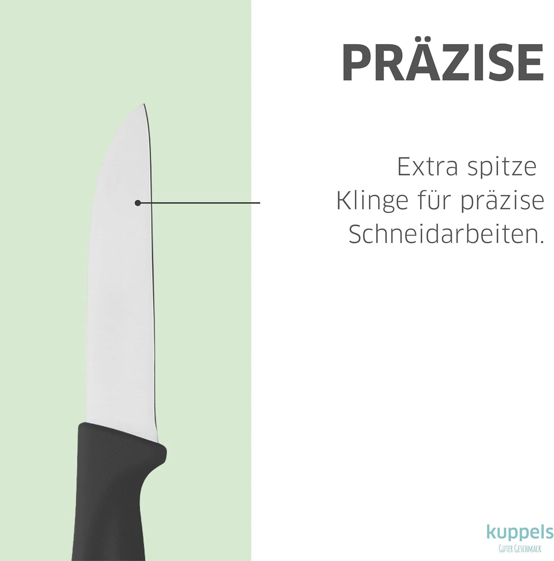 Kuppels KITCHEN LINE Küchenmesser Set 9 teilig schwarz, Scharfe kleine Küchenmesser aus 420HC Stahl,