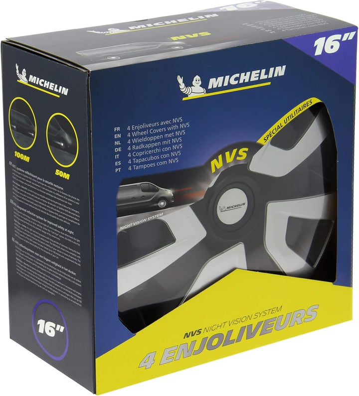 MICHELIN 1540961 Radkappen NVS, Schwarz (Kendo Black/Silber), 4 Stück