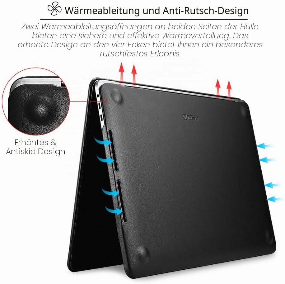 ICARER MacBook Pro 13 Lederhülle 2022 M2 2020 2019 2018 2017 2016 Ultra Slim Leder Tasche Leder Hüll
