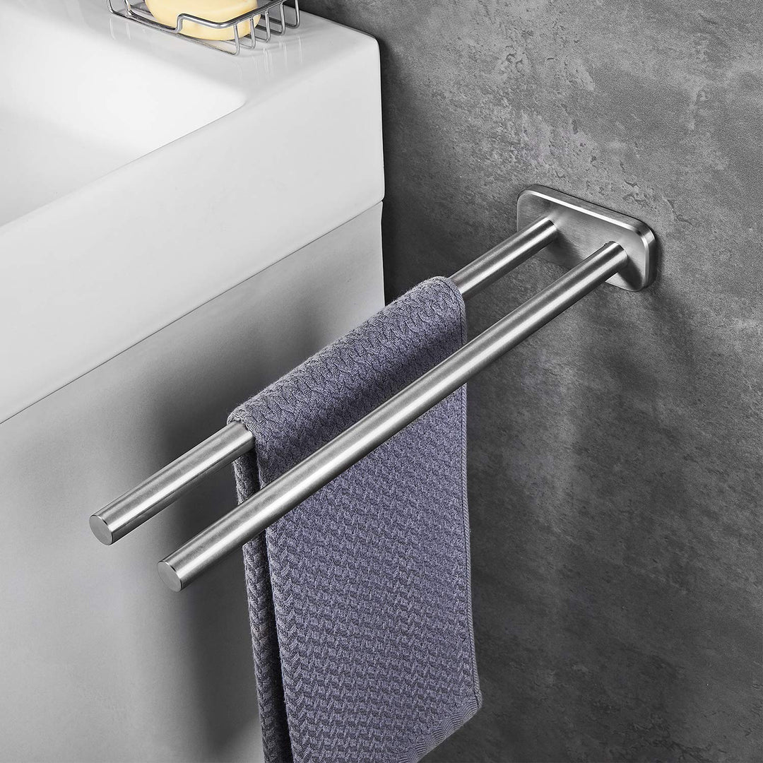 JS Handtuchhalter Edelstahl Gebürstet Bad Handtuchstange Zweiarmig Wandmontage Badezimmer handtuchha