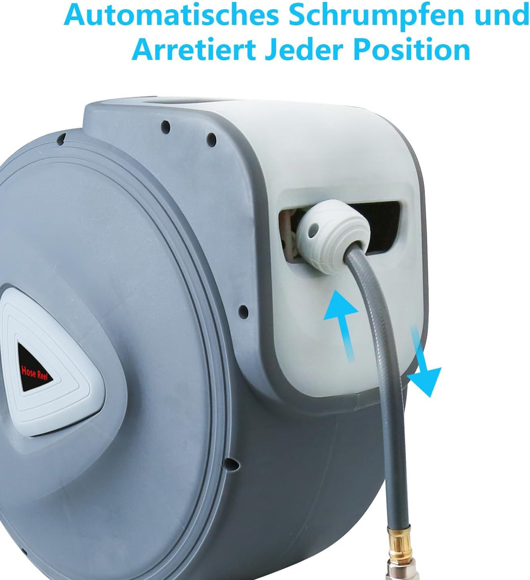 Hebitod 30+2m Druckluftschlauch Aufroller Automatisch, Schlauchaufroller Automatisches Aufrollen 180