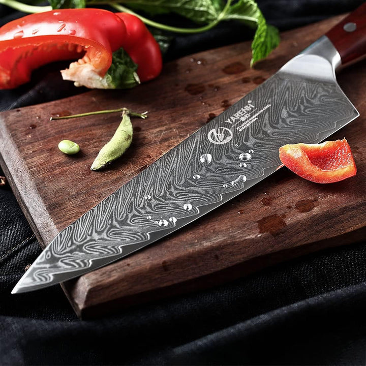 YARENH Küchenmesser Damastmesser 20cm,Messer Küche Aus 67 Schichten Damaststahl,Super Scharf,Dalberg