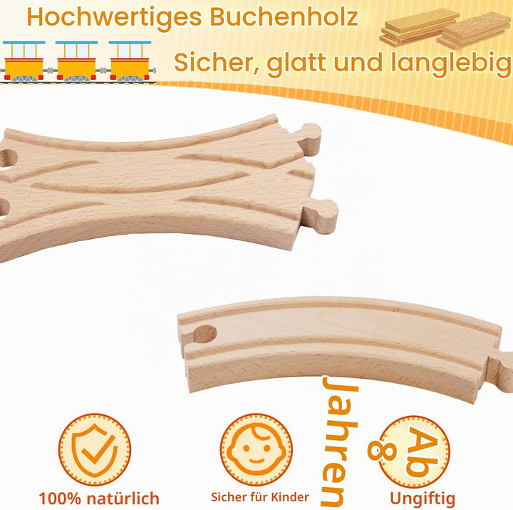 Holzeisenbahn Schienenset, Kompatibilität mit Allen Holzeisenbahn Zubehör und Holzschienen, robust l