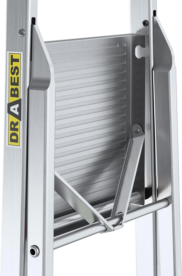 DRABEST Trittleiter klappbar Aluleiter 5 Stufen mit Ablage Stufenleiter Haushaltsleiter Belastbar bi