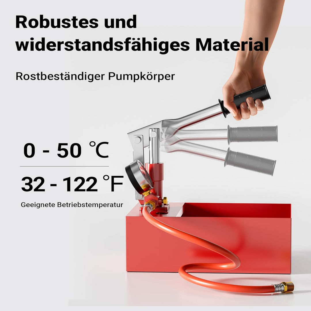 Wiltec Befüllpumpe und Prüfpume für Heizung und Solar mit 25bar Prüfdruck