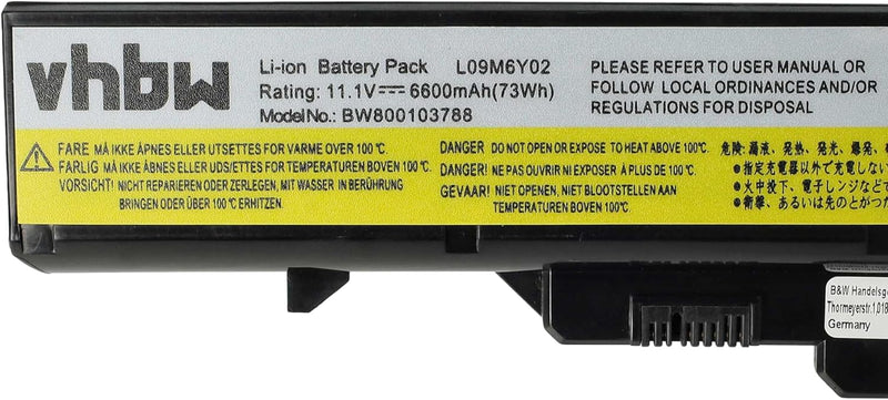 vhbw Li-Ion Akku 6600mAh (11.1V) kompatibel mit Notebook Laptop Lenovo IdeaPad Z560G, Z560M, Z565, Z