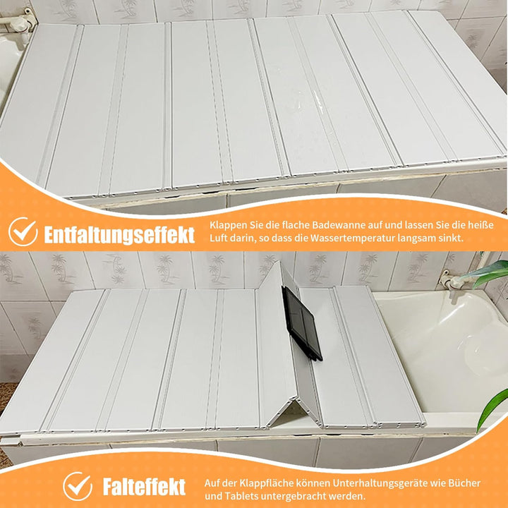 Badewanne Abdeckung, Anti-Staub Faltbare PVC Platte Faltbarer Badewannenabdeckung, Weiss wasserdicht