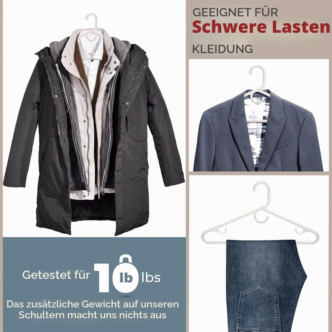 Amber Home 36 Stück 42,5cm Weisse Kleiderbügel - Rutschfeste Kunststoff Kleiderbügel für Mantel, Jac