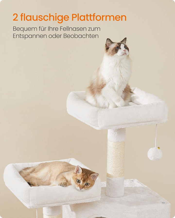 Feandrea Kratzbaum, Katzenbaum, 115 cm, Kratzbrett, cremeweiss PCT141W02 Cremweiss 50L x 35B x 115H
