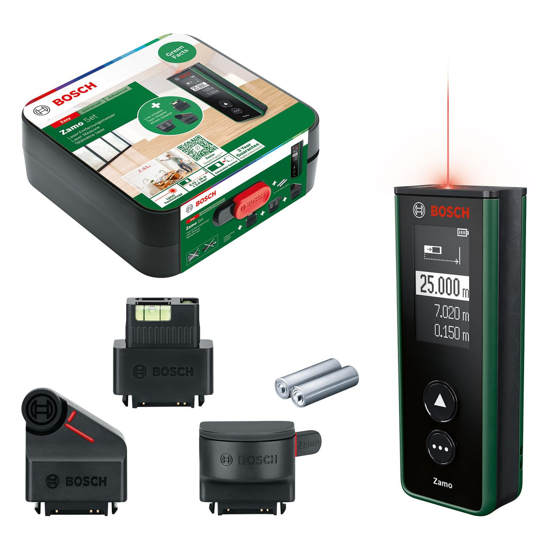 Bosch Laser-Entfernungsmesser Zamo der 4. Generation mit 3 Adaptern (einfaches und präzises Messen b