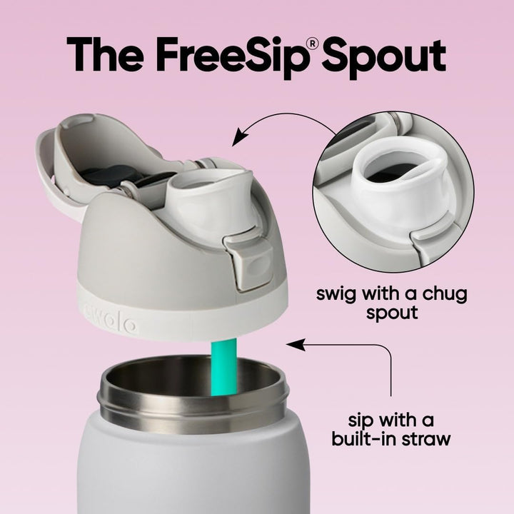 Owala FreeSip Isolierte Edelstahl-Wasserflasche mit Strohhalm für Sport und Reisen, auslaufsicher, B