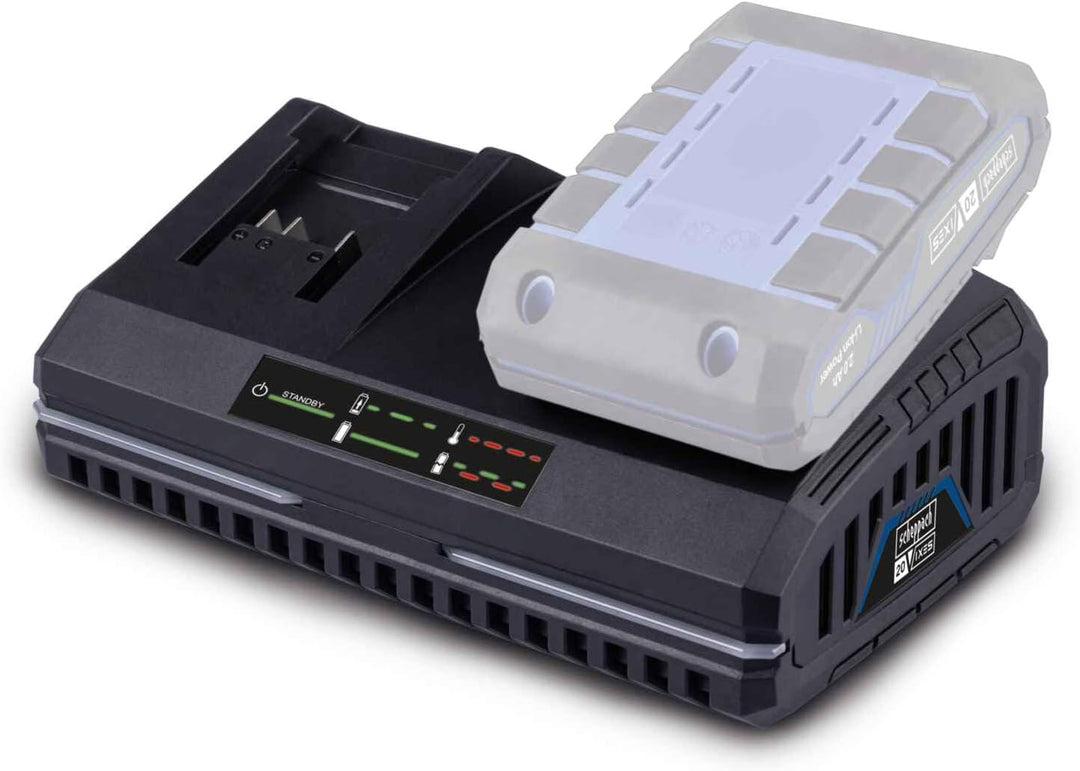 Original Scheppach 20V Doppelladegerät SDBC2.4A Ladegerät mit 130W Leistung | 20V-IXES-Serie | integ