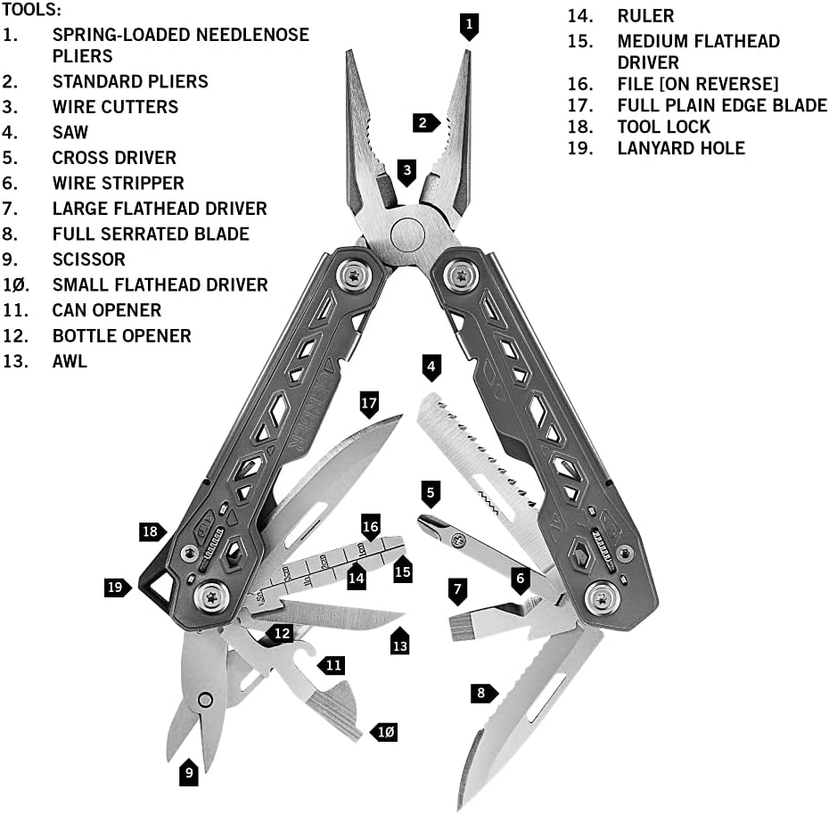 Gerber Multifunktionswerkzeug mit Nylon-Scheide und 17 Funktionen, Truss Multi-tool, 30-001546 17 To